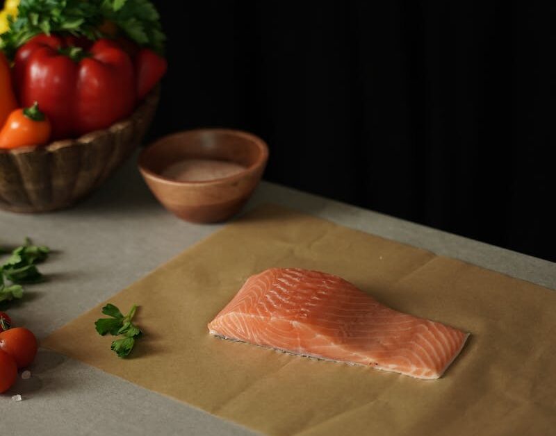 Salmon on a Tray in Kitchen